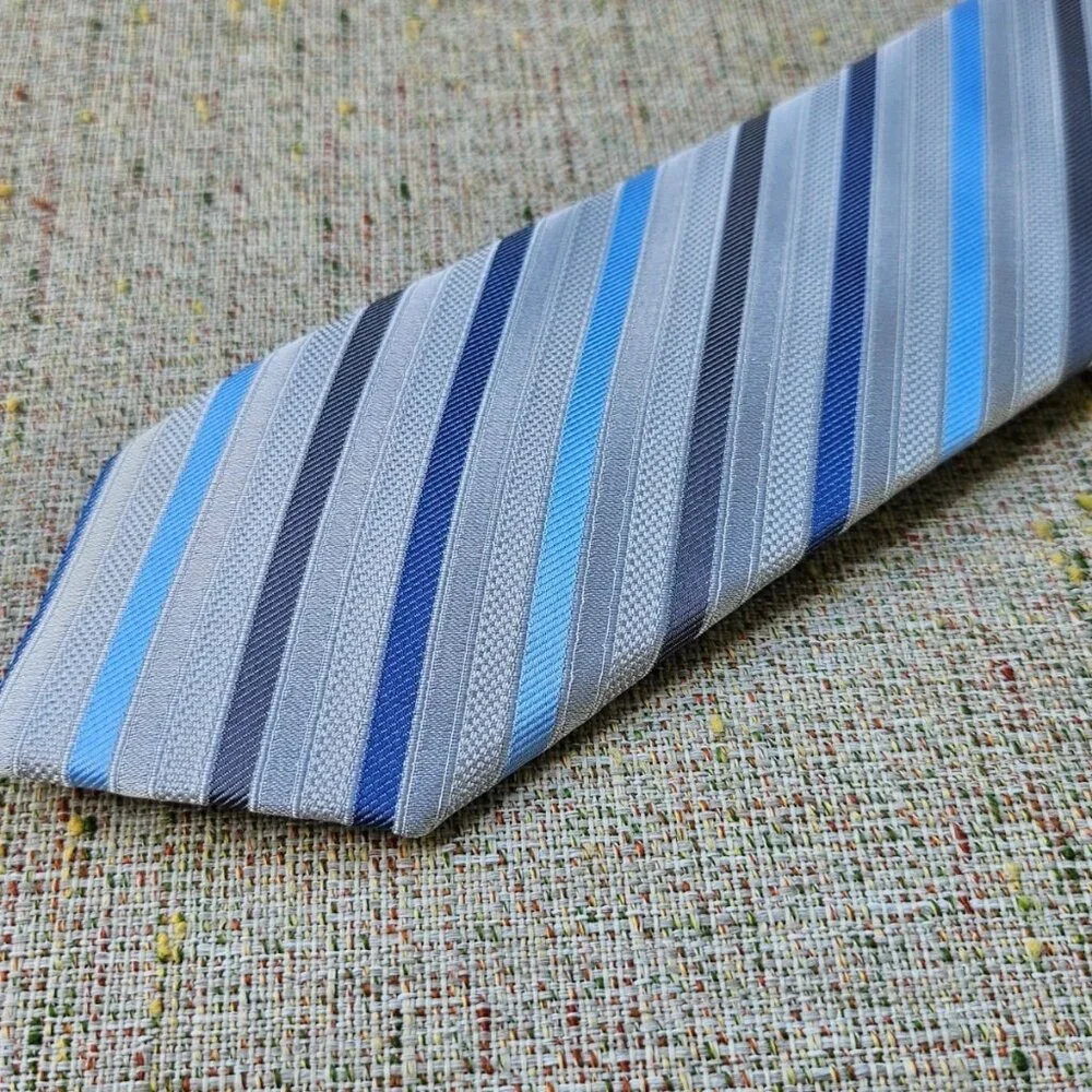 Calvin Klein Kids Boys Tie Pre Tied Zipper Tie Multi Color Striped Necktie Adjus